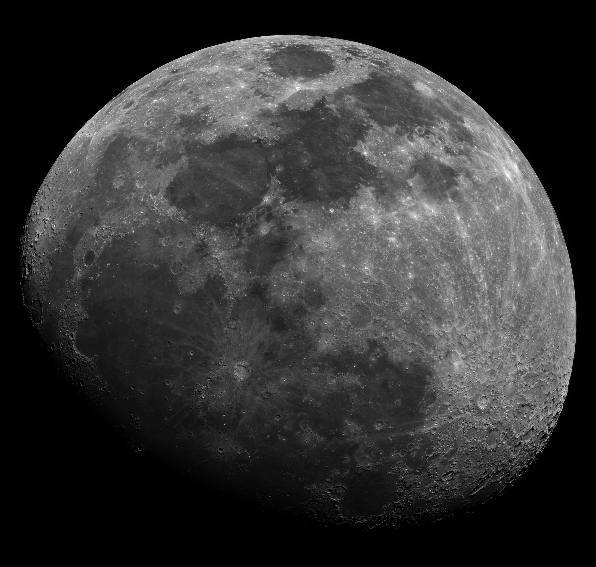 月球黑白摄影作品 - 渐盈凸月