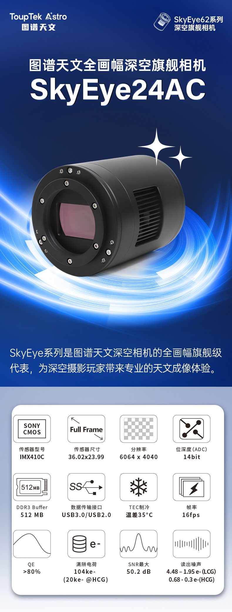SkyEye24AC-重点展示 - 大像元 高满阱 | 图谱天文SkyEye24AC全画幅深空旗舰相机