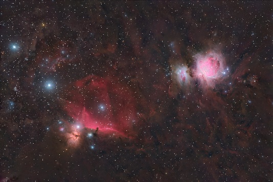M42+IC434广域 - 了解望远镜最基本的参数 M42猎户座大星云与IC434广域摄影作品 - HOPE D60拍摄